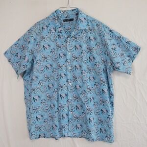 Cremieux Classics Shirt Mens XL Casual Pocket Button Up Blue Floral Short Sleeve